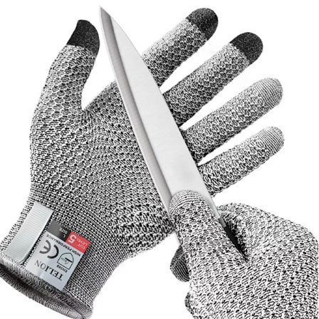 2 stk. kuttsikre hansker nivå 5 beskyttelse, matvaregodkjente kjøkkenkniver for kokk, slakter, østersåpning, sikker håndbeskyttelse