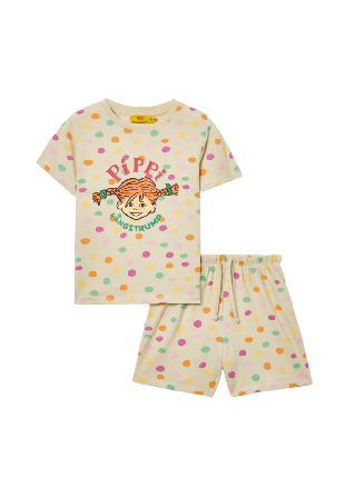 PIPPI Kortärmad Långstrump-pyjamas SVEA Sovkläder & morgonrockar Vit 86/92