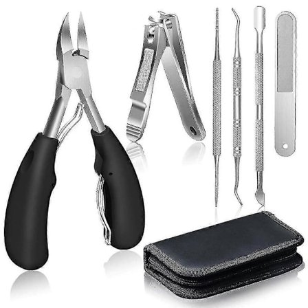 Negleklippere for tykke negler og inngrodde negler for eldre - Negleklippere i rustfritt stål med mykt grep og neglfil IQJ