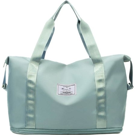 Naisten matkalaukku, laajennettava urheilukassi, kuntosalilaukku, suuri kevyt olkalaukku, viikonloppulaukku, vedenpitävä (vihreä)—max