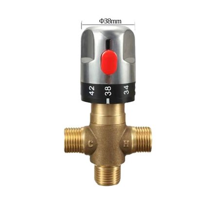 Messing 3-vejs termostatisk blandingsbatteri G1/2in 3-vejs messing termostatisk blandingsbatteri hane temperaturblander kontrolventil hjem badeværelse