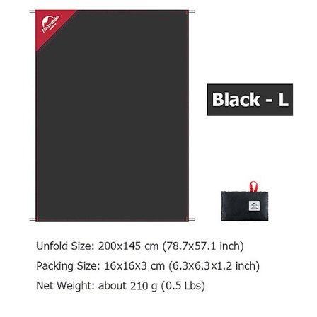 Vattentät filt Bärbar Ultralätt Strandmatta Sandtät Strandfilt Fällbar Utomhus Picknickmatta Campingmatta(Svart - L)