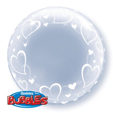 Qualatex 24 tum Stylish Hearts Deco Bubble Ballong En Storlek Cl