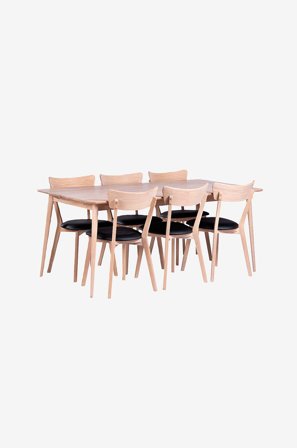 Stenexpo - Spisegruppe Odense med 6 stk Eksjö stoler. - Hvit - Spisegruppe 6 personer - Fra Homeroom