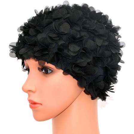 *Kvinners blonder badehette, retro vintage stil, blomsterblader*