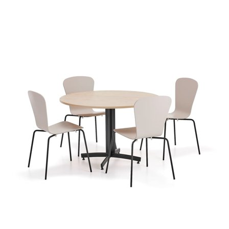 Möbelgrupp SANNA + MILLA, 1 bord, 4 stolar, svart/sand