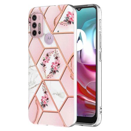 Marmormotiv Motorola Moto G10 / Motorola Moto G20 / Motorola Moto G30 skal - Rosa Blommor