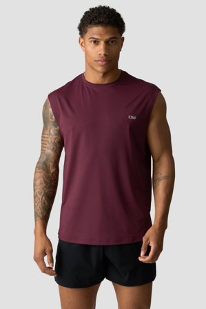 ICANIWILL - Stride Sleeveless T-shirt Dark Mahogany - Heren - sportkleding van ICIW