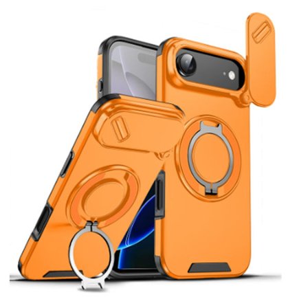 Kompatibel med iPhone 17 AIR telefondeksel, skyvevindu magnetisk brakett, anti-fall beskyttelsesdeksel, anti-slitasje og anti-fingeravtrykk oransje 