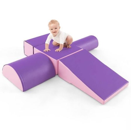COSTWAY 5 STK Skumbyggeklodser PU Cover Motorfærdighedsmoduler til børn Pædagogisk legetøj 9 måneder+ til kravle