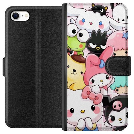 Kompatibelt Lommeboketui til Apple iPhone 6s Tett mønster av søte figurer med store øyne i ulike farger og uttrykk med LABUBU-tekst