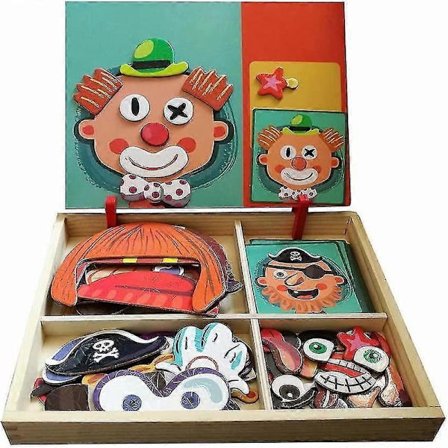 Magnetisk puslespil legetøj i træ, småbørns håndværkslegetøj, pædagogiske rejsepuslespil, dobbeltsidet tegne staffeli til drenge og piger