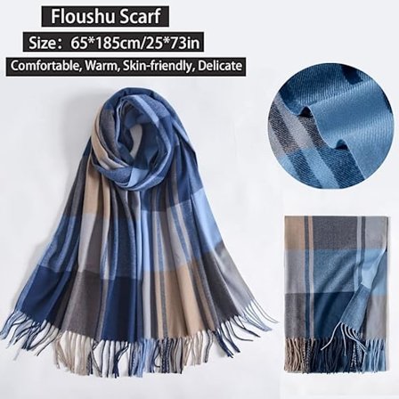 Rutete skjerf, Langt skjerf for kvinner, Sjal for kvinner, Stort pledd-skjerf