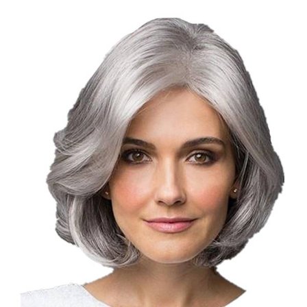 Mid-Aged Women's Wig Mom Hair Silver Gray Short Curly Hair Volum