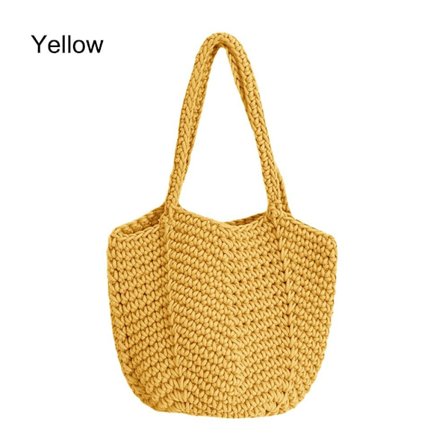 Hæklet Tote Taske Strandtaske GUL