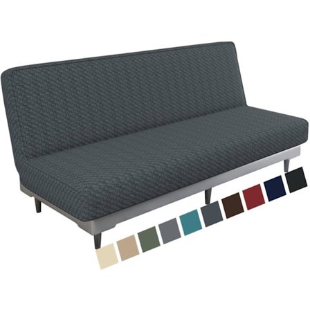 Mörkgrå 3-sits stretchsoffaöverdrag utan armstöd, Adjusta