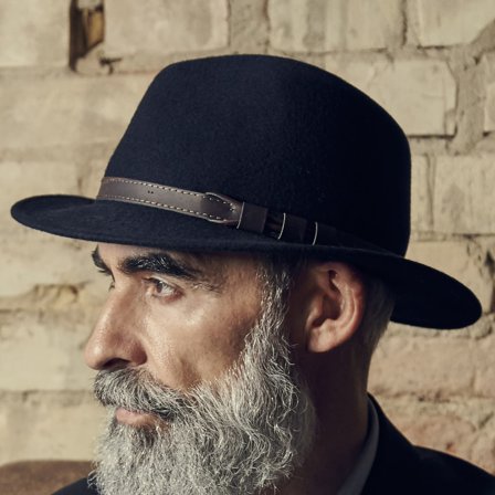 Cappello Fedora Flavio blu navy con tesa piatta per uomini - Cappelli fedora