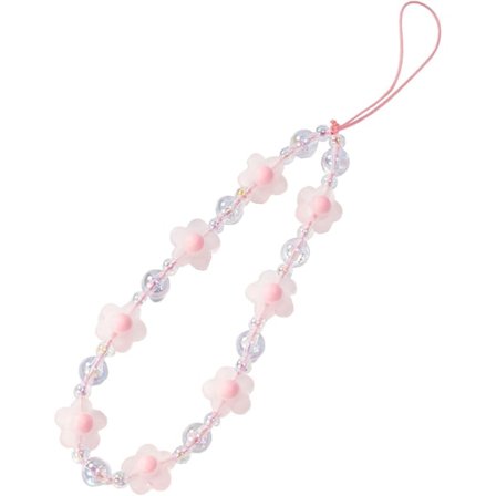 Pink C Pink Blomst Perlebesat Mobiltelefon Charms Snor Æstetisk Sød Sød Telefon Håndledsrem Anti-Tab Kæde til Kvinder Piger