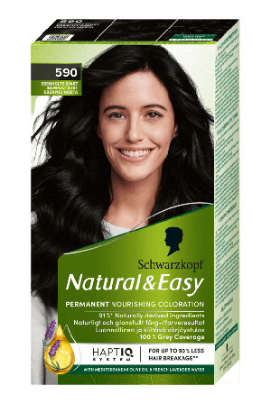 Schwarzkopf Natural & Easy 590 Ebenholts Svart Hårfärg Unisex Brun 142,5 ML