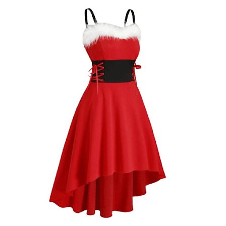 Naisten joulumekko Väri Olkapäät paljaana Midimekko Epäsäännöllinen olkaimeton mekko Cosplay-juhliin ja Halloweeniin