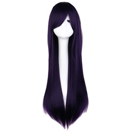 Wekity 80 cm Kaunis ja Charmantti Cosplay Suora Hiusperuukki, musta violetti
