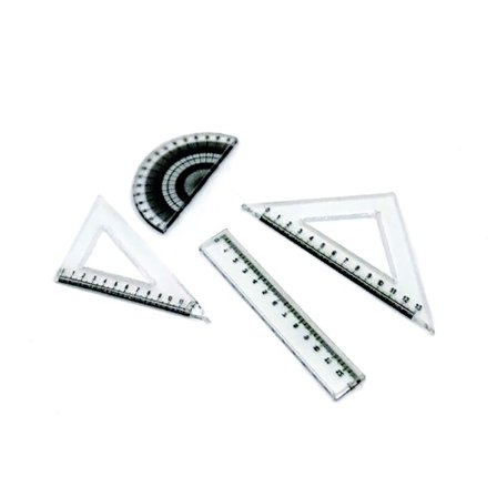 4 Stk 1:12 Dukkehus Miniature Trekantlineal Ligekant Protr