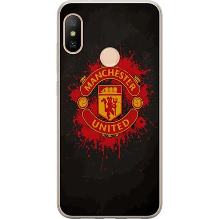 Kompatibelt Mobildeksel til Xiaomi Xiaomi Redmi 6 Pro Manchester United logo i rød og gul farge med røff sportslig bakgrunn