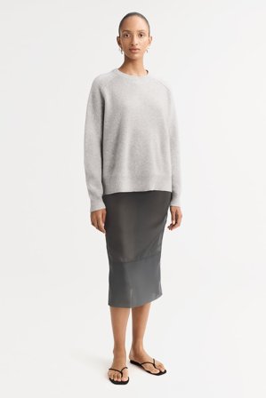 Soft Goat - Boyfriend Crewneck - Kashmirtröja dam - S - Light Grey