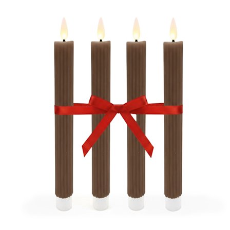 LED vokslys, sæt med 4, flammeløs timer