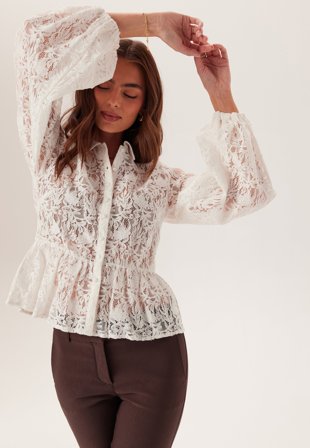 BUBBLEROOM - Lace Peplum Blouse - 42