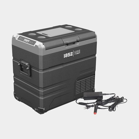 Kylbox med kompressor 1852-Marine, 12V / 24V / 230V, med 2 kylzoner (2-delad kyl/frys), 55 liter + anslutningskablar