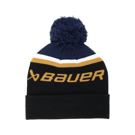 Bauer - Musta pom Beanie - Kids Intarsia Knit Navy/Black Pom @ Hatstore