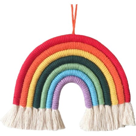Regnbue vægophæng, 7-farvet regnbue håndvævet vægophæng