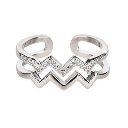 Dubbelvågsring Silver