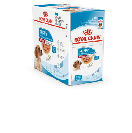 Royal Canin - Medium Puppy Våtfôr for valp 140 g x 10 stk - Hund - Hundefôr & hundemat - Våtfôr & våtmat - ZOO.no
