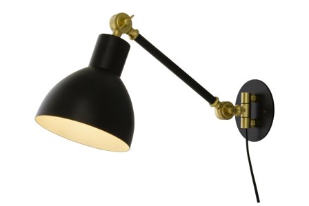 Aneta Lighting DUBLIN vegglampe, svart/matt messing, E27