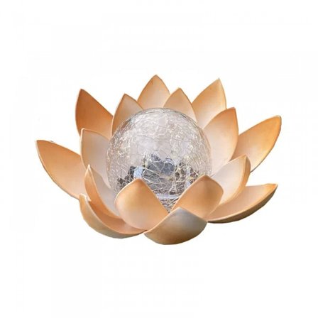 Aurinkolamppu Lootuskukka - Ladattava LED-kukka aurinkoenergialla - Ekologinen koriste Tang-puutarhaan - Amber-Superb