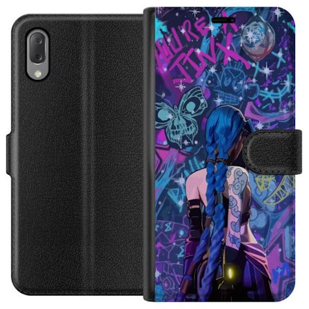 Kompatibelt Lommeboketui til Sony Sony Xperia L3 Fargerik graffitiillustrasjon med blåhåret karakter i urbane neonstil og kreativt kaos