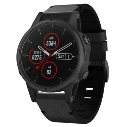 För Garmin Fenix ​​5S Plus 20mm läder stålspänne watch