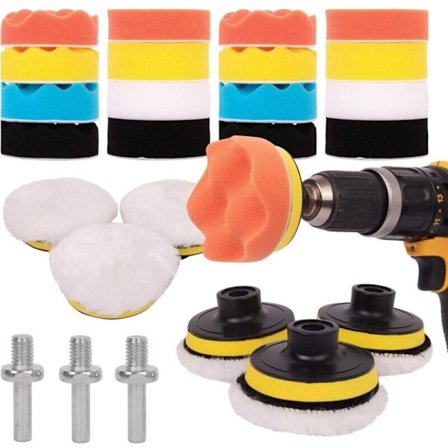 Bilpoleringskit 25 delar - M10/M14 Borrpoleringsdynor för Sladdlösa Skruvdragare Polermaskiner - Olika Mjukhetsgrader
