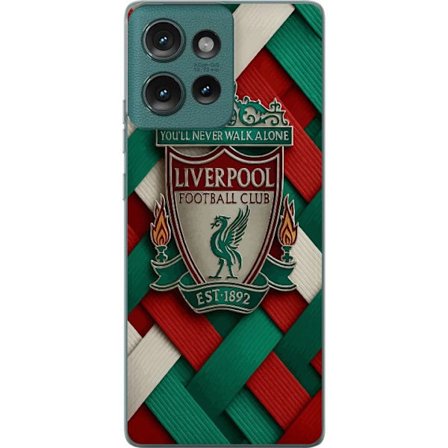 Kompatibel Mobilcover til Motorola Edge 50 Liverpool Football Club-emblem med You'll Never Walk Alone i kraftigt grafisk design for passionerede fodbo