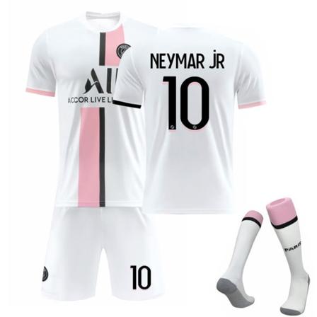 Fotbollssats Fotbollströja Träningströja för nr 10 Neymar White Vita barn 24 (130-140 cm)
