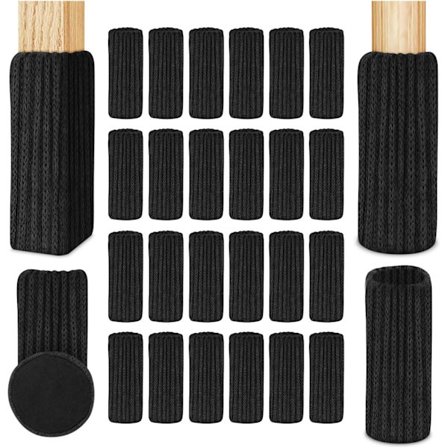 Sorte Stolesokker til Stoleben, 24 stk Filt Møbel Stolesokker