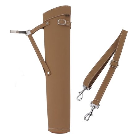 Pil & Pilerør Holder for 20 Piler Stor Kapasitet Lær Pilholder med Skulderstropp Brun