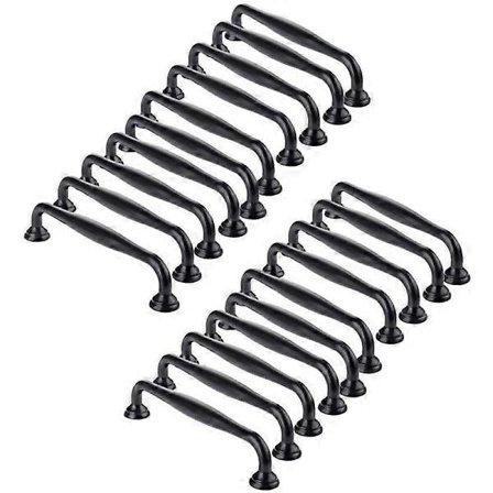 20 svarta dörrhandtag, köksskåp, lådor, sovrumshandtag, centrumavstånd 96 mm (20-pack - 96 mm hålavstånd)