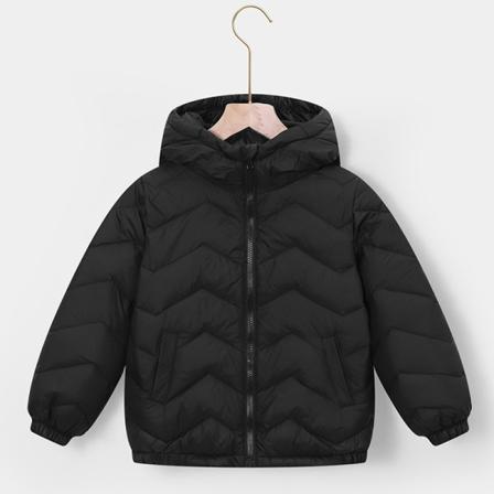 Flickor Full Zip Down Jackor Med Fickor Hood Neck Ytterkläder