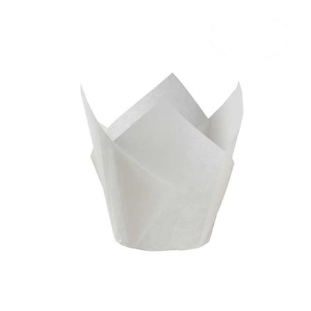 50 kpl Cupcake-kääreitä Leivontakupeja Tulppaanin Muotoisia Vuoria Muffin-kakku Kuppi Juhlaherkkuja - Valkoinen White