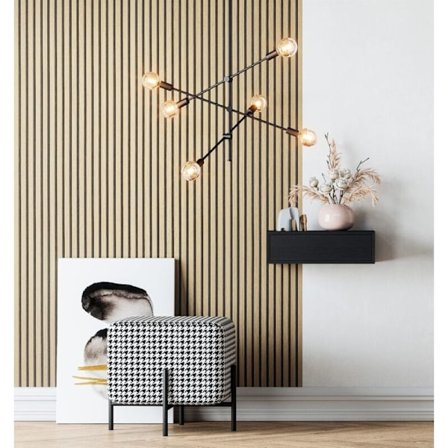 Vævet tapet Brun Natur Trælameller Vægskilt - 3D Vægovertræk Panel Bjælker Dekoration, 10,05 m x 0,53 m (L x B)