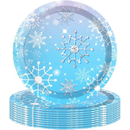 Lumihiutale Joulujuhla Paperilautaset 7", 8 kpl Joulu Talvi Lumihiutaleet Kertakäyttölautaset Jäädytetty Pöytäkoriste