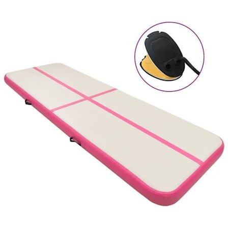 vidaXL uppblåsbar gymnastikmatta med pump 400x100x15cm PVC Rosa